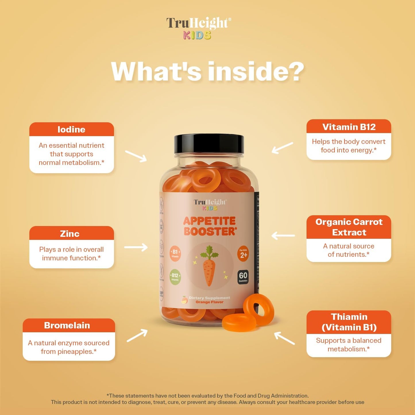 TruHeight Children’s Appetite Booster Gummies (Orange, Ages 2+) - görsel 4