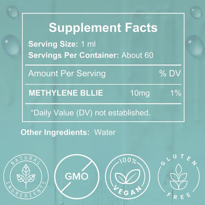 OU Methylene Blue 1% | USP-Grade | Independently Tested Brain Health Food Supplement | 50ml Glass Dropper Bottle | No Formaldehyde
