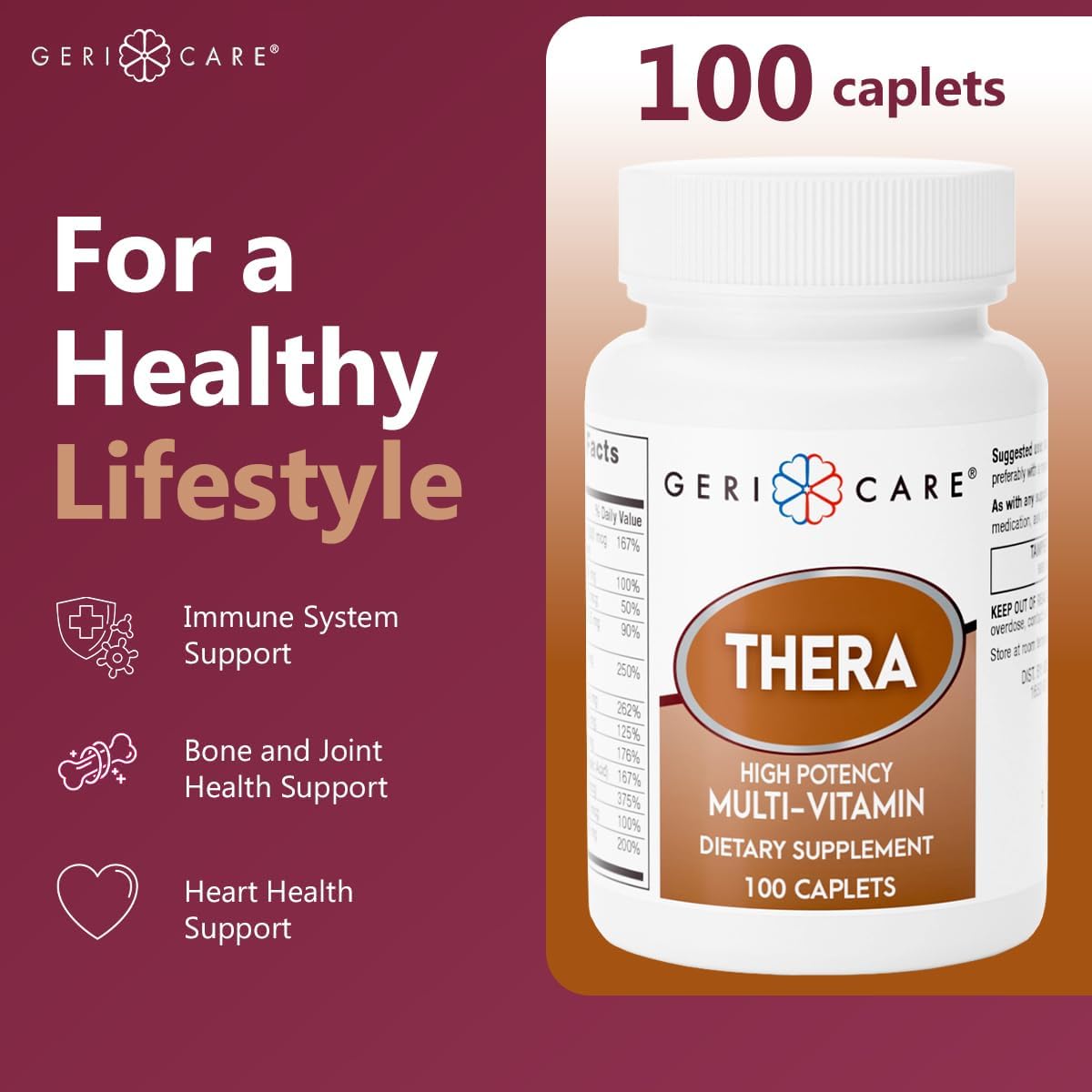 GeriCare Thera High Potency Multivitamin Tablets - 100 Count - görsel 2