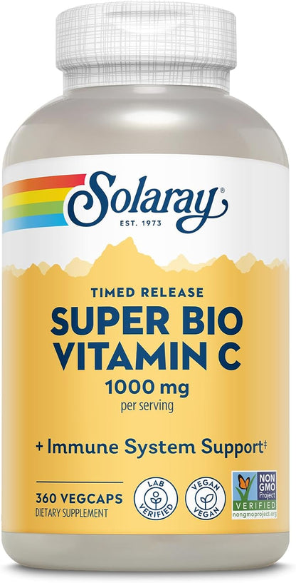 SOLARAY Super Bio Vitamin C 1000mg – Buffered Timed Release with Bioflavonoids, 250 Veg Capsules