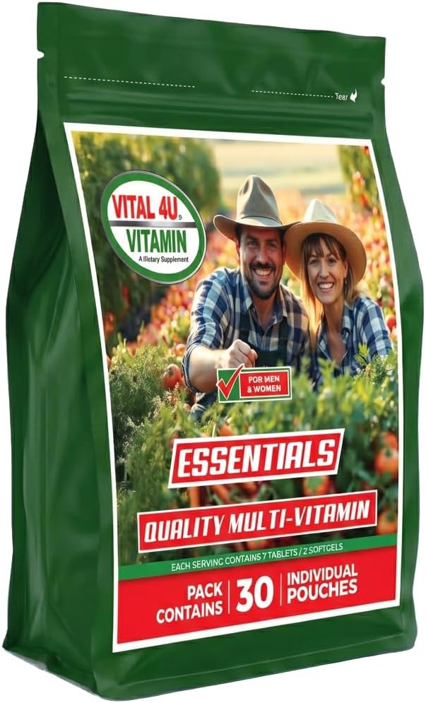 VITAL 4U Vitamin Essentials Daily Multivitamin Packs for Men and Women, 30 Servings | Essential Vitamins, Minerals, Immune Support and Energy Metabolism Support - görsel 1