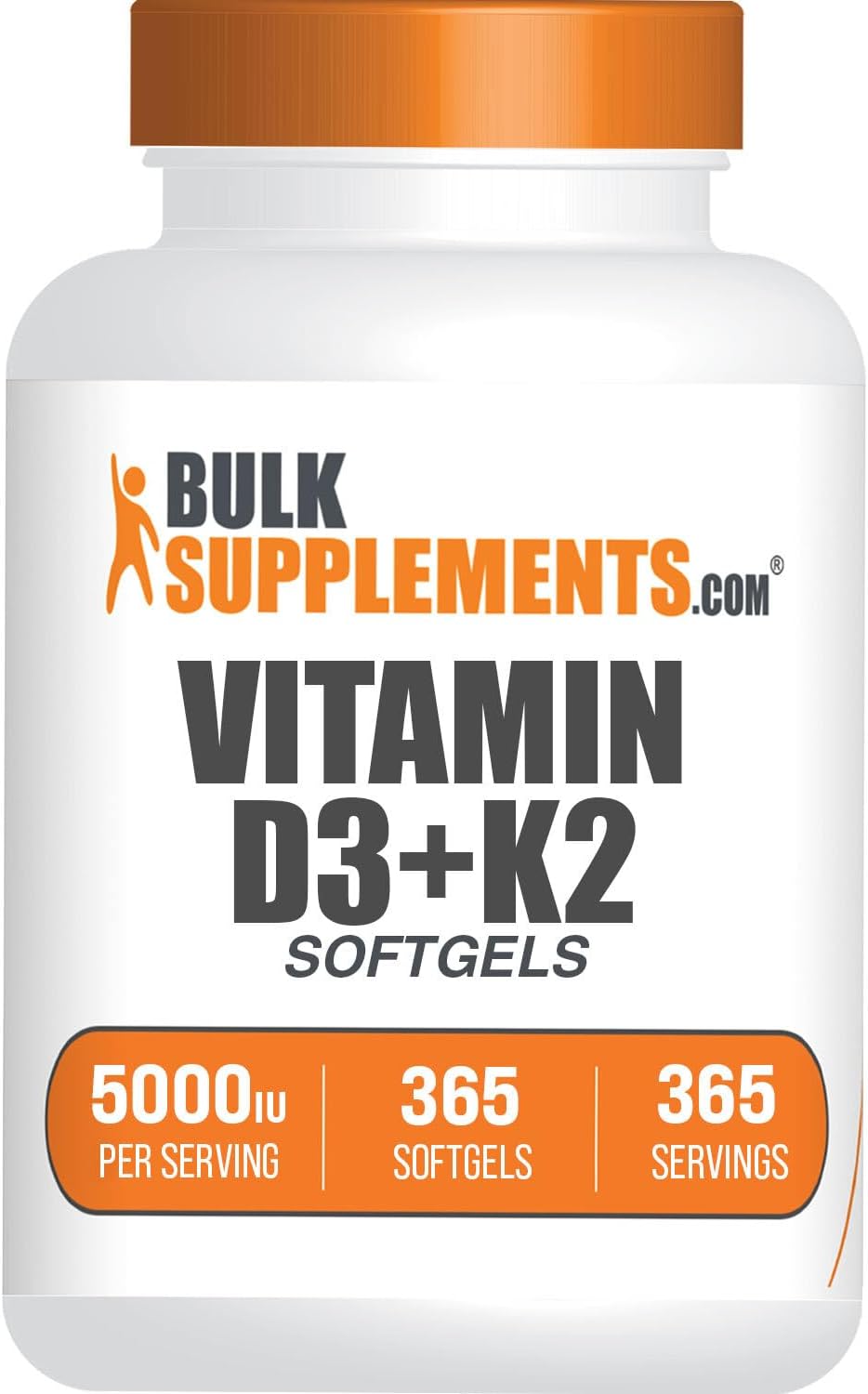 BulkSupplements.com Vitamin D3 + K2 5000 IU Softgels - görsel 1
