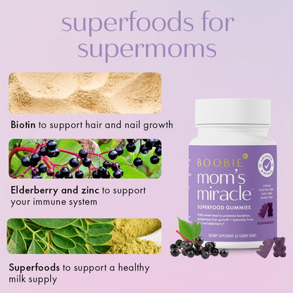 Boobie Bears Lactation Support Gummies | Breastfeeding Supplement with Zinc & Elderberry, 60 Gummies