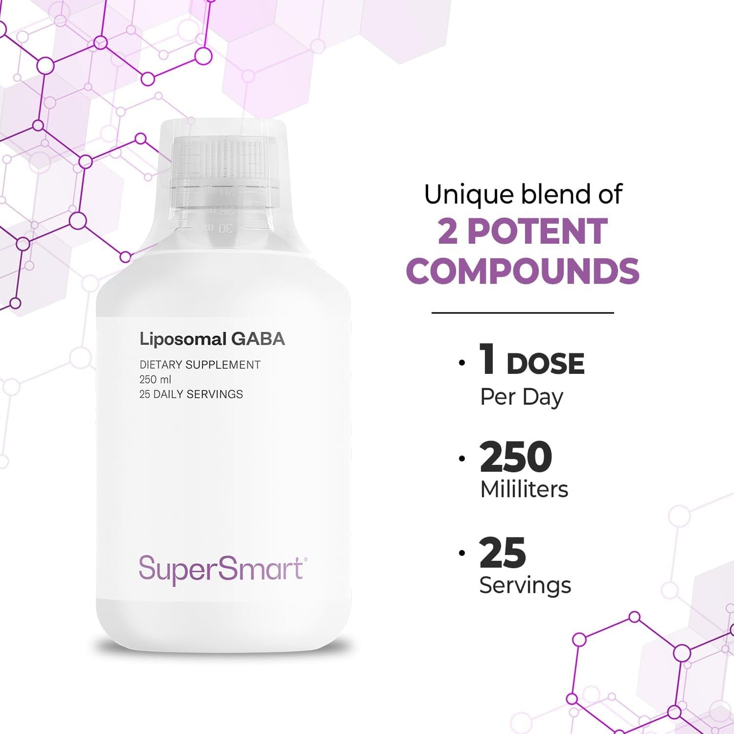 Supersmart - Liposomal GABA 500mg per Day with L-Theanine - Natural Lemon Flavour - 250 ml - görsel 6