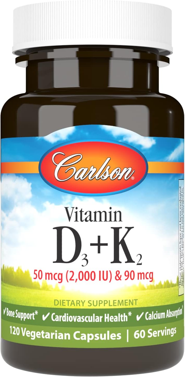 Carlson Vitamin D3 + K2, 2000 IU (50 mcg) D3 & 90 mcg K2 as MK-7, 60 Capsules - görsel 9