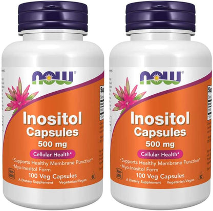 NOW Foods Inositol 500 mg, 100 Capsules (Pack of 2)