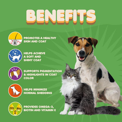 Skin and Coat Supplement with Fish Oil and Omega-3, 60 Tablets for Dogs and Cats
