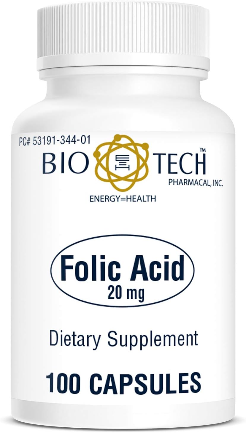Bio-Tech Pharmacal Folic Acid 20mg (100 Tablets) - görsel 2