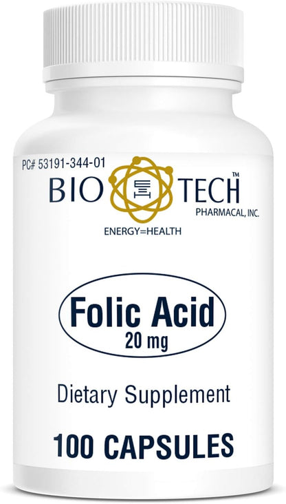Bio-Tech Pharmacal Folic Acid 20mg (100 Tablets)