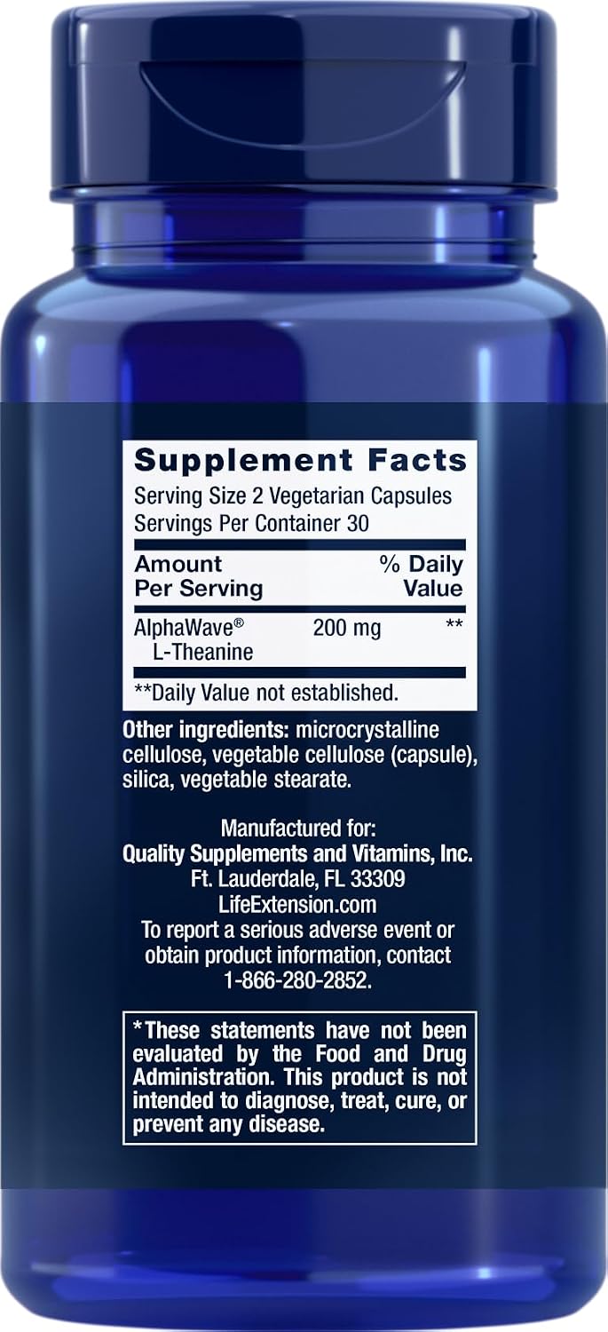 Life Extension L-Theanine - Twin Pack of 120 Vegetarian Capsules - görsel 2