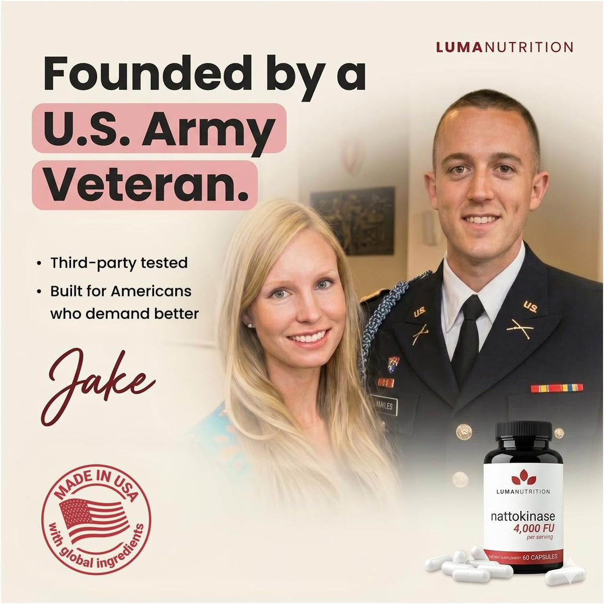 Luma Nutrition Nattokinase Supplement - Natto 4000 FU Per Serving, Premium Cardiovascular Support - Vegan & Gluten-free - 60 Capsules, 30 Servings - görsel 2