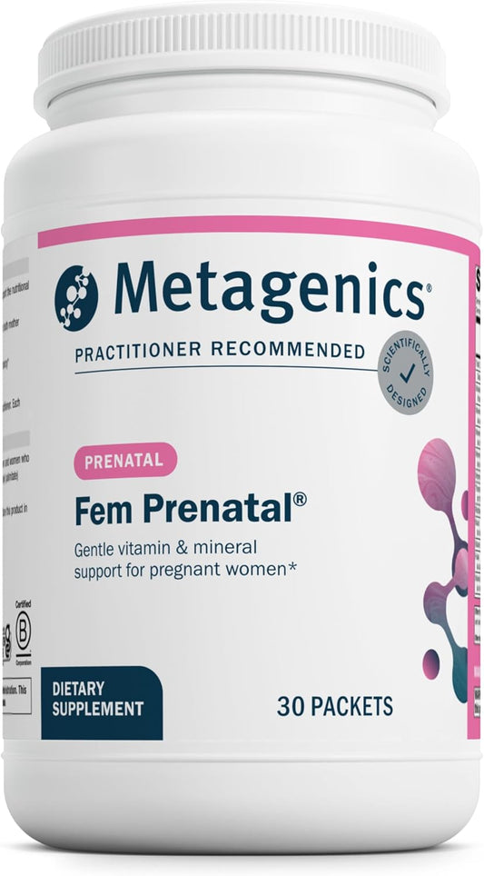 Metagenics Fem Prenatal: Prenatal Vitamin and Mineral Packs with Folate, Choline, Iron and Biotin