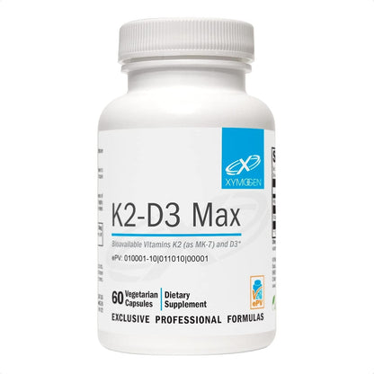 XYMOGEN K2-D3 Max - Vitamin D3 K2 Supplement for Bone & Immune Support - High-Strength K2 MK-7 - Non-GMO, Gluten-Free, Vegetarian - 60 Capsules