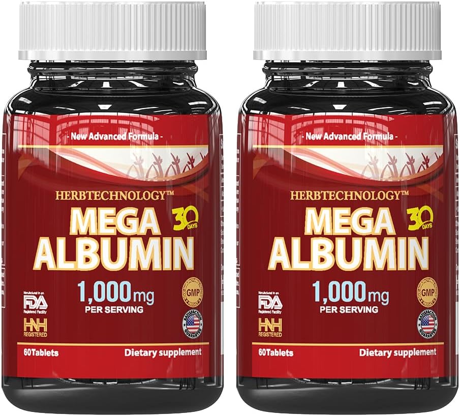 Dr.K&C Mega Albumin Protein Supplement 1000mg, 2 Bottles (60 Tablets Each), Daily Vitality & Wellness Support - görsel 1