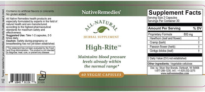 Native Remedies High-Rite Vegetable Capsules 2 Pack