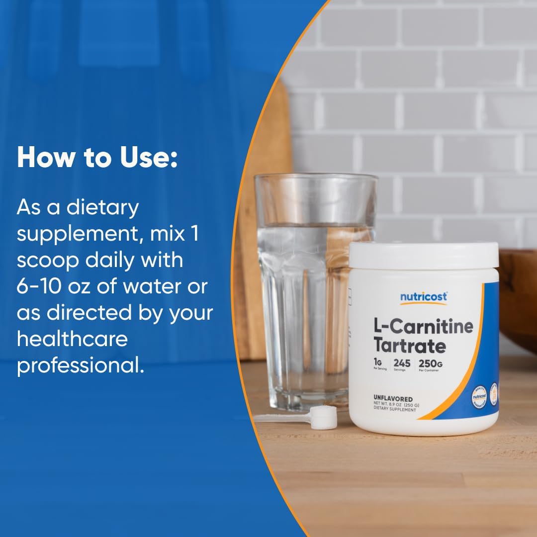 Nutricost L-Carnitine Tartrate Powder - 250 Grammes (250 Servings) - görsel 7