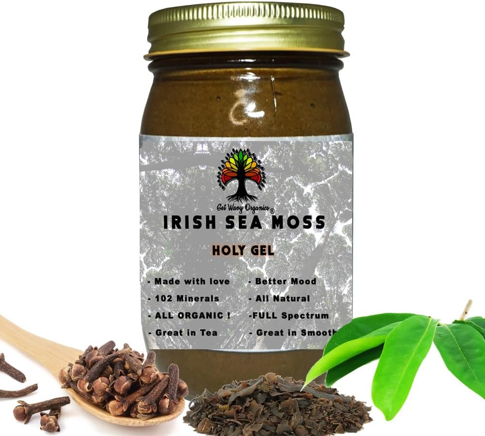 GET WAVY ORGANICS Irish Sea Moss Gel with Bladderwrack, Soursop & Cloves – Pack of 2 - görsel 1