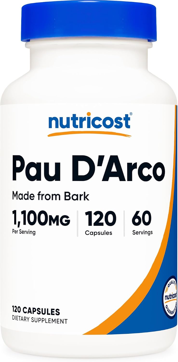 Nutricost PAU D'Arco Inner Bark 1100mg, 120 Vegetarian Capsules (60 Serv) - Non-GMO & Gluten-free - görsel 1