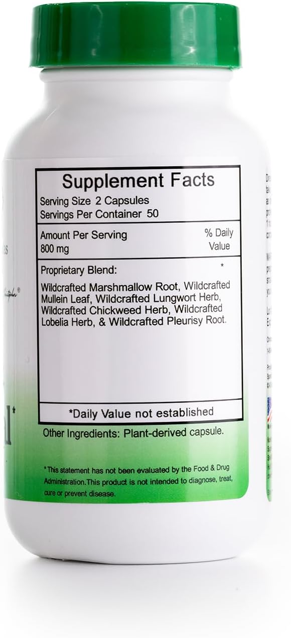 Dr. Christopher's Lung and Bronchial – 450 mg – 100 Vegetarian Capsules - görsel 2