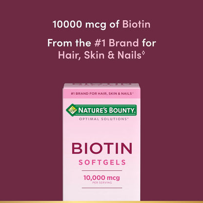 Nature's Bounty Biotin 10000mcg Food Supplement, Rapid Release Liquid Softgels, 90 Count