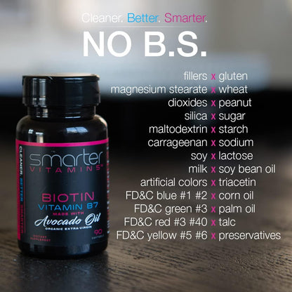 SmarterVitamins Biotin 5000mcg with Avocado Oil, 2 Pack (180 Mini Liquid Softgels)