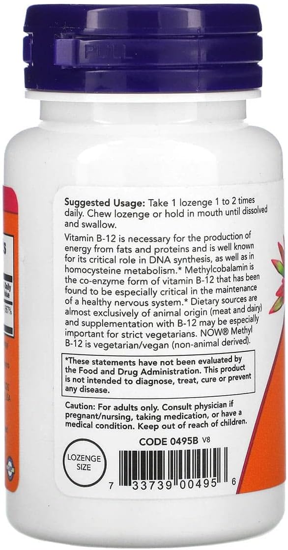NOW Foods Methyl B-12 1000mcg, 200 Lozenges (2 Packs of 100) - görsel 3