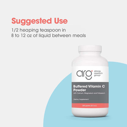 ARG Buffered Vitamin C Powder - Buffered Vitamin C for Antioxidant & Immune Support - Ascorbic Acid with Calcium, Magnesium & Potassium - Non-GM & Gluten-Free - 102 Servings - 241 g