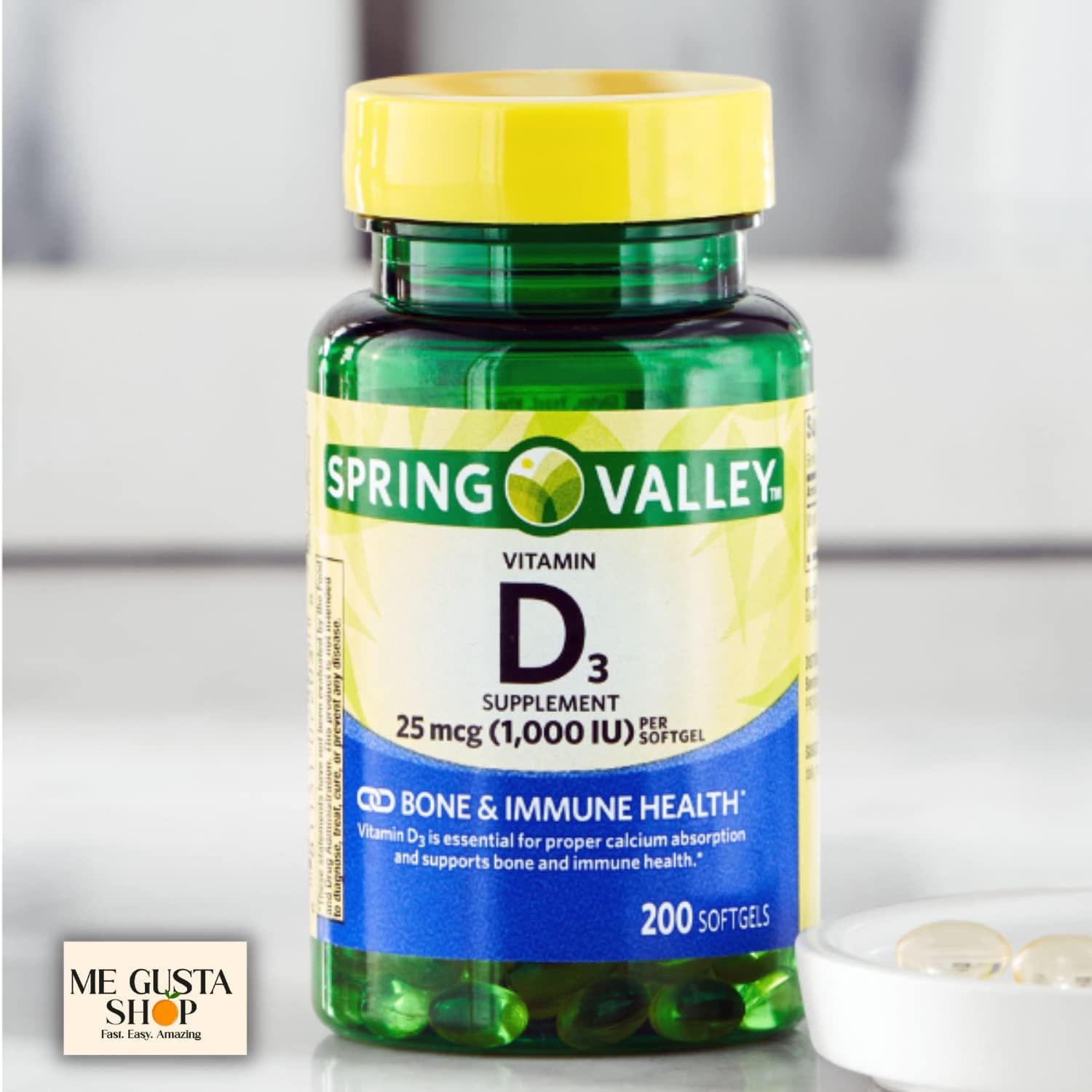 Spring Valley Vitamin D3 25 mcg (1,000 IU) Softgels, 200 Count - görsel 6