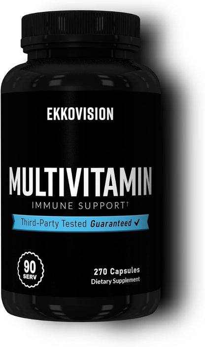 Ekkovision Multivitamin - Iron-Free Plant-Based Multi for Men & Women - 90 Servings (270 Capsules)