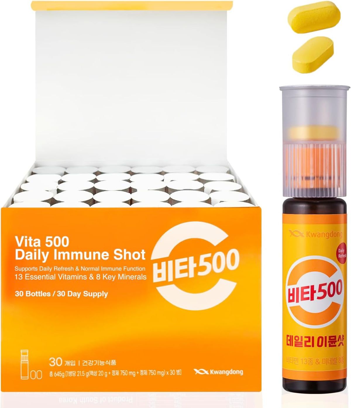 KWANGDONG Vita500 Daily Immune Support Shot - 13 Vitamins & 8 Minerals, 7 Bottles - görsel 10