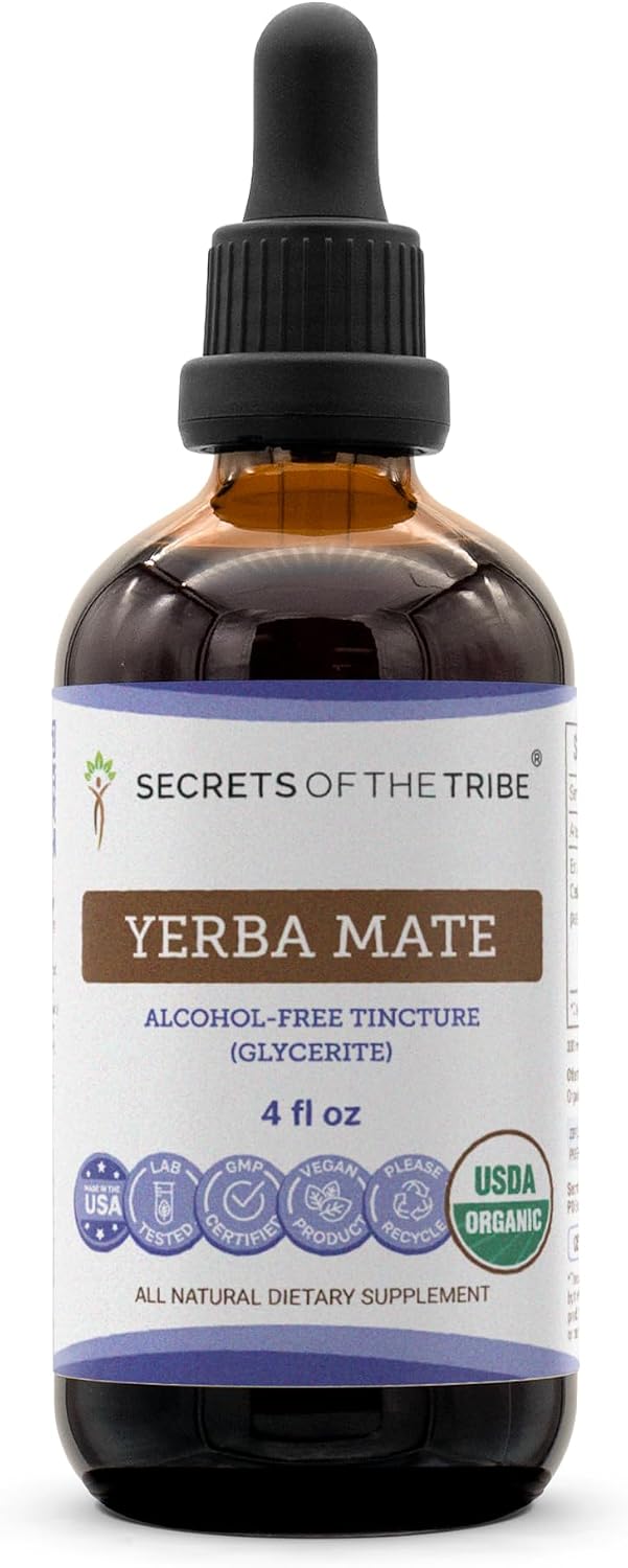 Secrets of the Tribe Yerba Mate Organic Tincture – Alcohol-Free Extract, High-Potency Herbal Drops, 118 ml - görsel 1