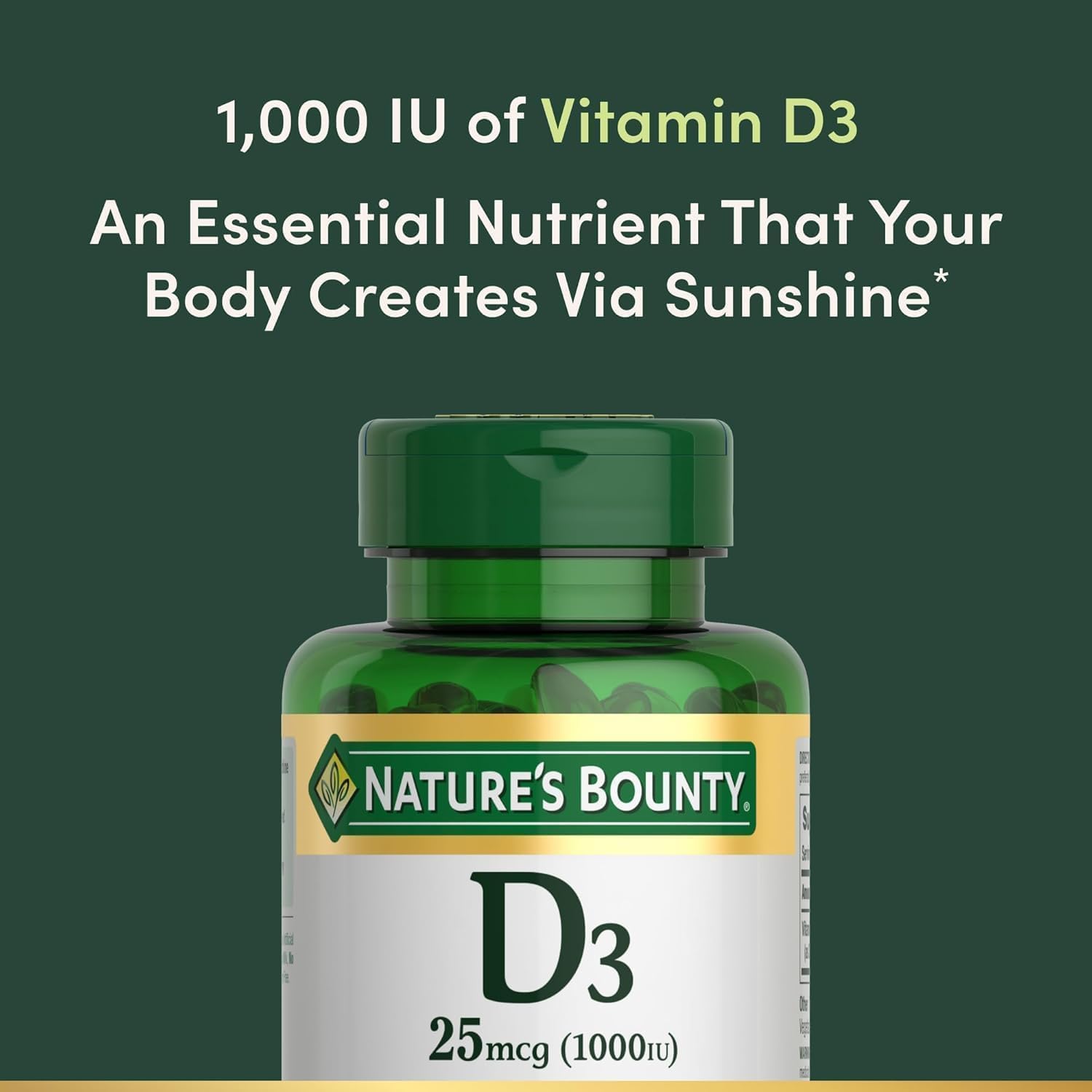 Nature's Bounty Vitamin D3 1000 IU, 120 Softgels – Immune & Bone Health Support - görsel 2