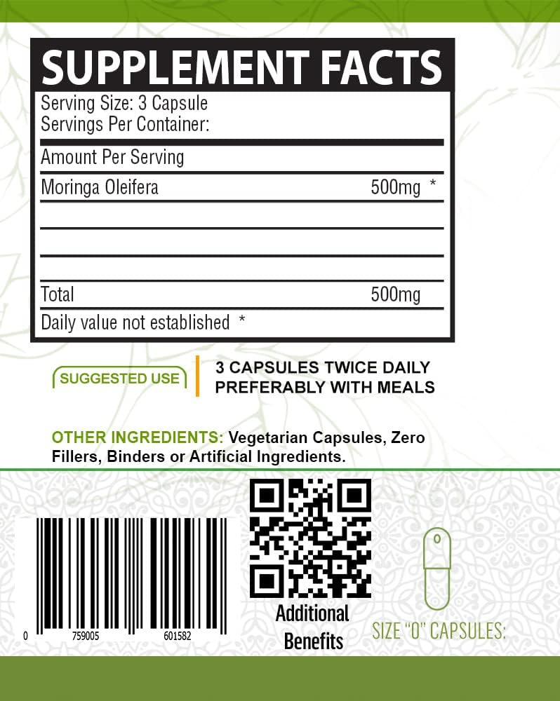 NutreeVit 100% Organic Moringa - 150 Capsules - görsel 3