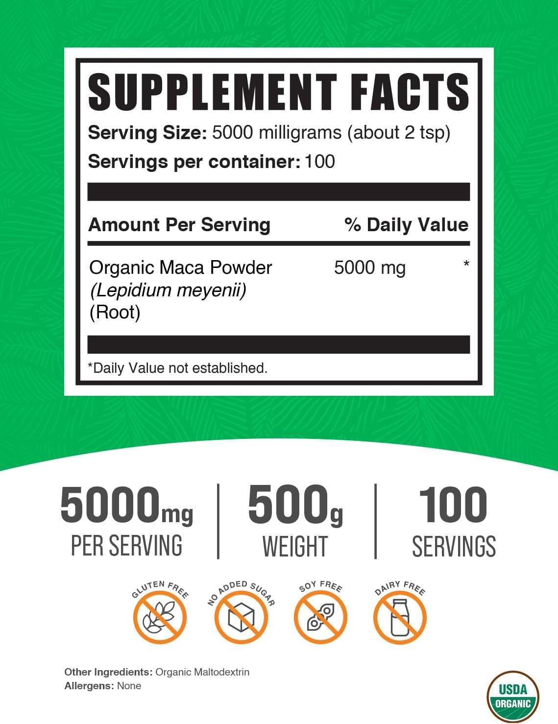 Organic Maca Powder - Maca Root Superfood, Gluten-free, 500g - görsel 2