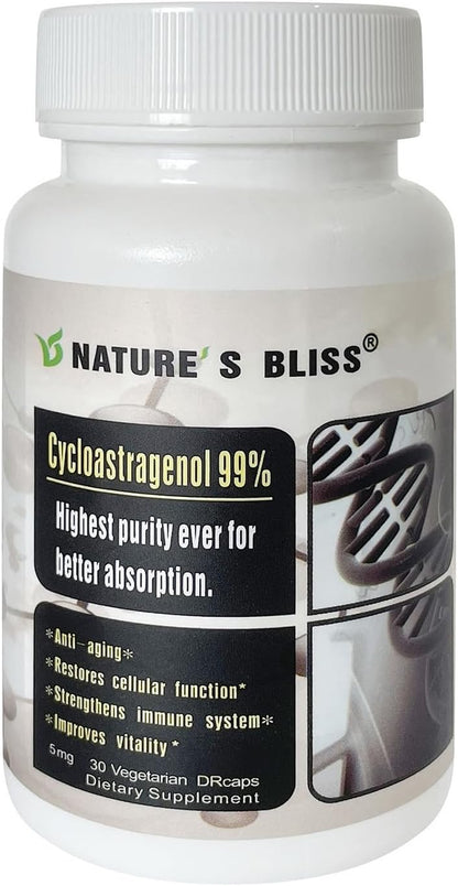 Nature'sbliss Cycloastragenol 99%, 5mg, 30 Capsules - Stomach Acid Resistant & Enhanced Absorption
