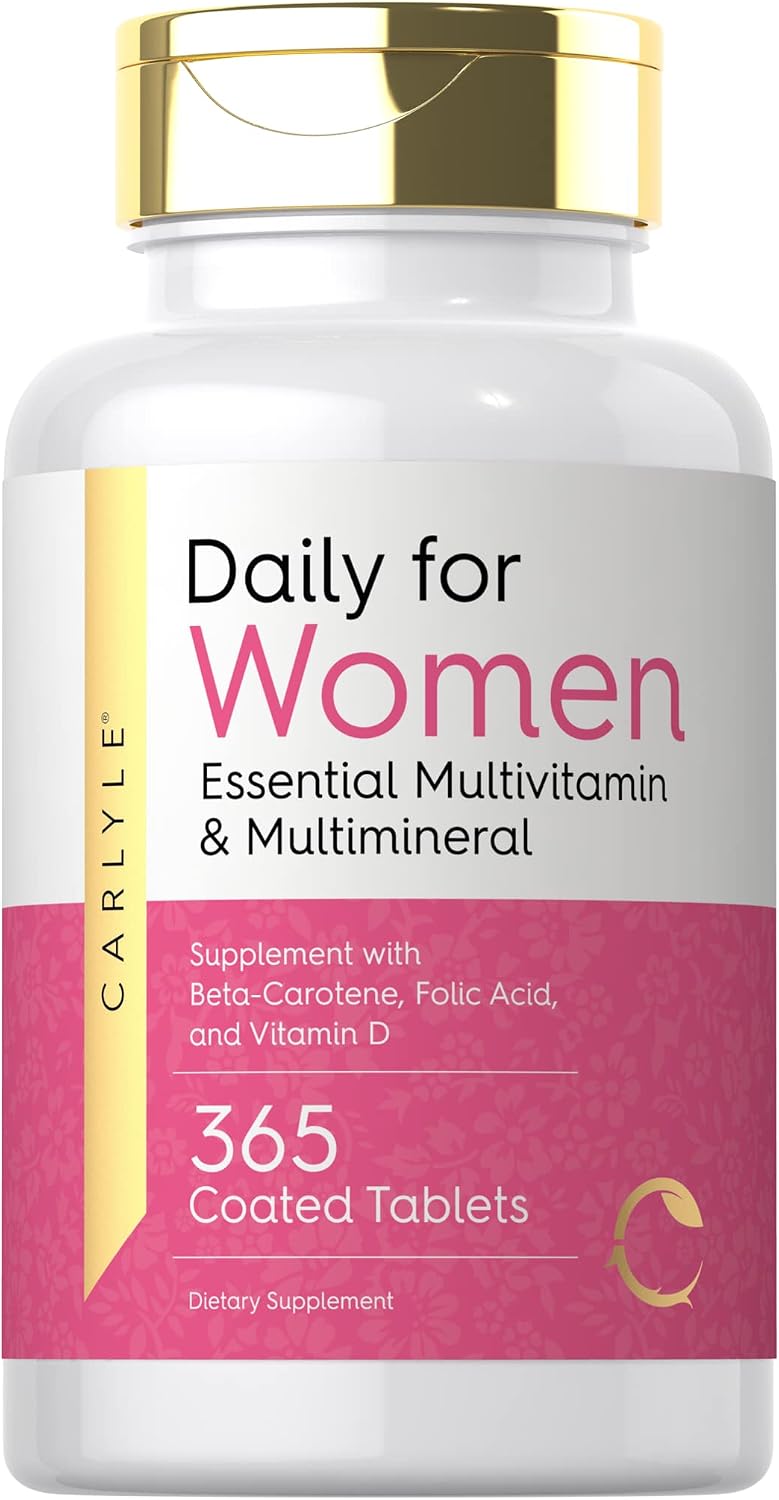 Carlyle Multivitamin and Multimineral for Women | 365 Tablets | Daily Supplement with Beta-Carotene, Folic Acid and Vitamin D | Non-GMO, Gluten-free - görsel 1