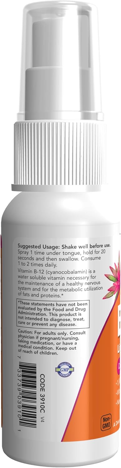 NOW Foods Vitamin B-12 Liposomal Spray with Folic Acid, TMG and B-6, 60 ml - görsel 3