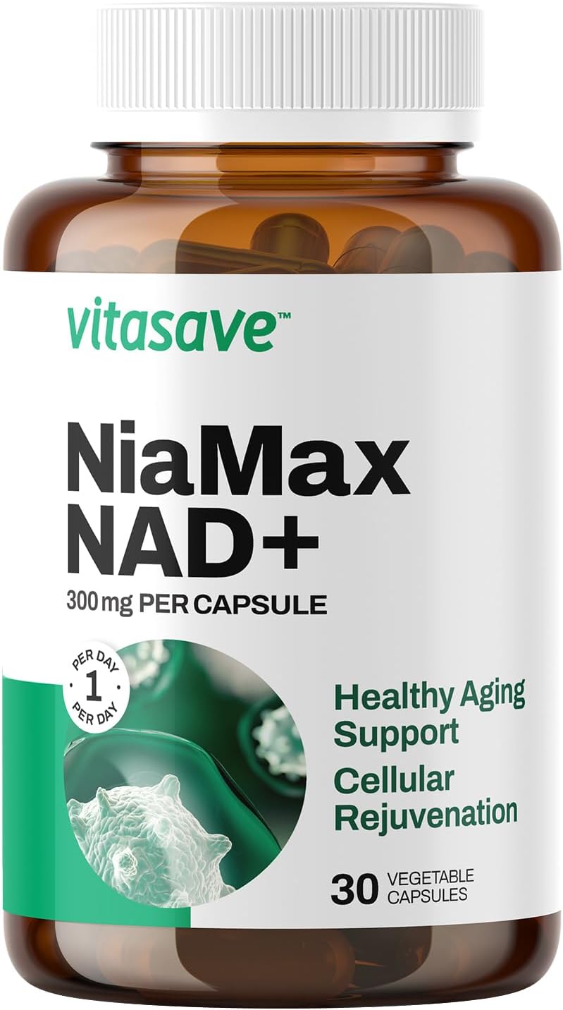 Vitasave NiaMax NAD+ Supplement – 300mg Niacinamide Riboside – High-Potency NAD+ Precursor – Vegan, Non-GMO, Gluten-free (30 Capsules) - görsel 1