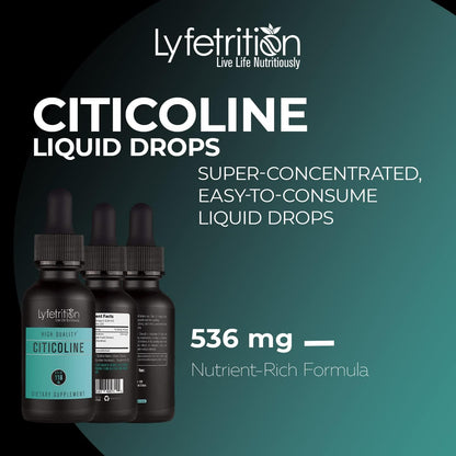 Lyfetrition Citicoline Liquid Drops - 536 mg, 120 ml (220 Servings) – Image 2