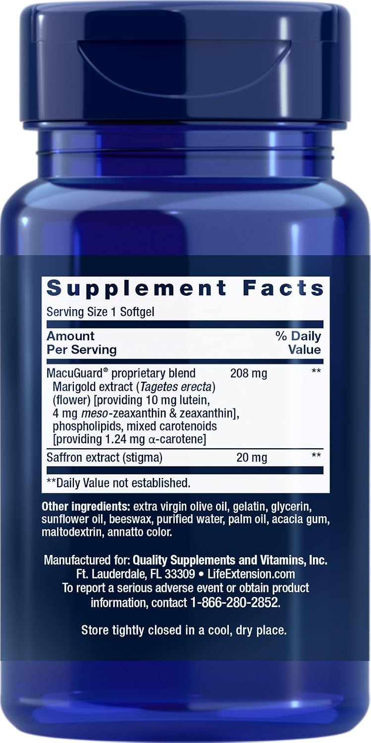 Life Extension MacuGuard Ocular Support with Saffron - 60 Soft Capsules (2-Pack) - görsel 2