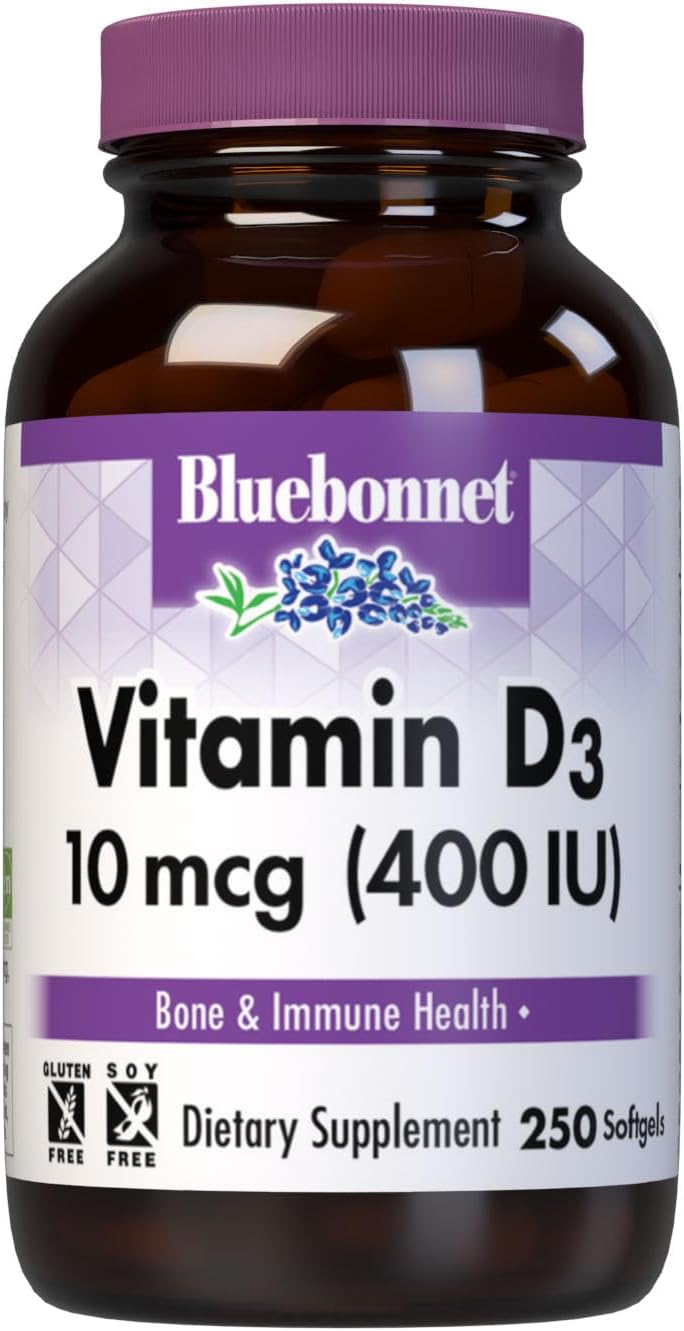 BlueBonnet Vitamin D3 400 IU Vegetable Capsules, 250 Capsules - görsel 1