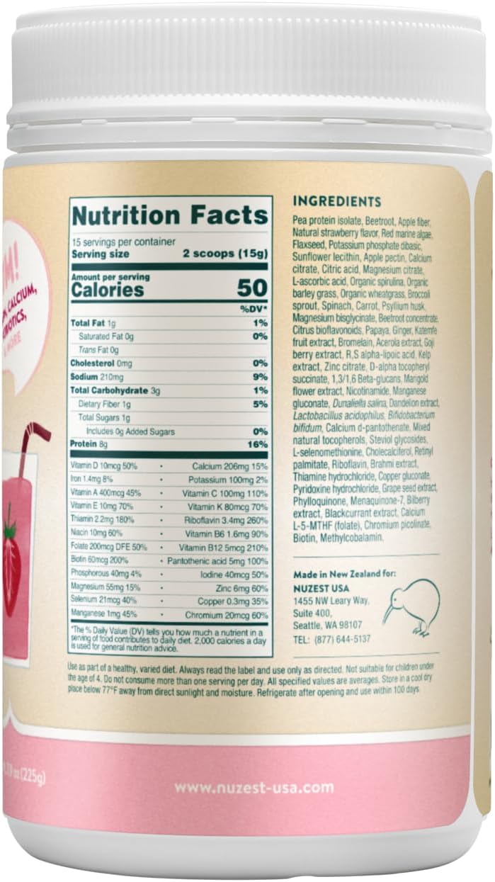Nuzest Kids Good Stuff Vegan Smoothie Mix – Wild Strawberry – Multivitamin Supplement (225g) - görsel 3