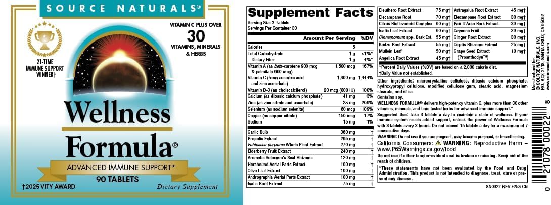 Source Naturals Wellness Formula Bio-Aligned Vitamins & Herbal Defence - Immune Support Supplement - 90 Tablets - görsel 4