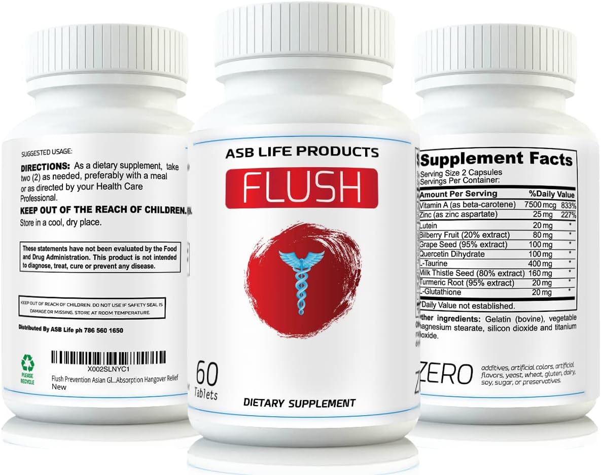 Flush Asian Glow Relief Food Supplement – Rapid Absorption Alcohol Support - görsel 5