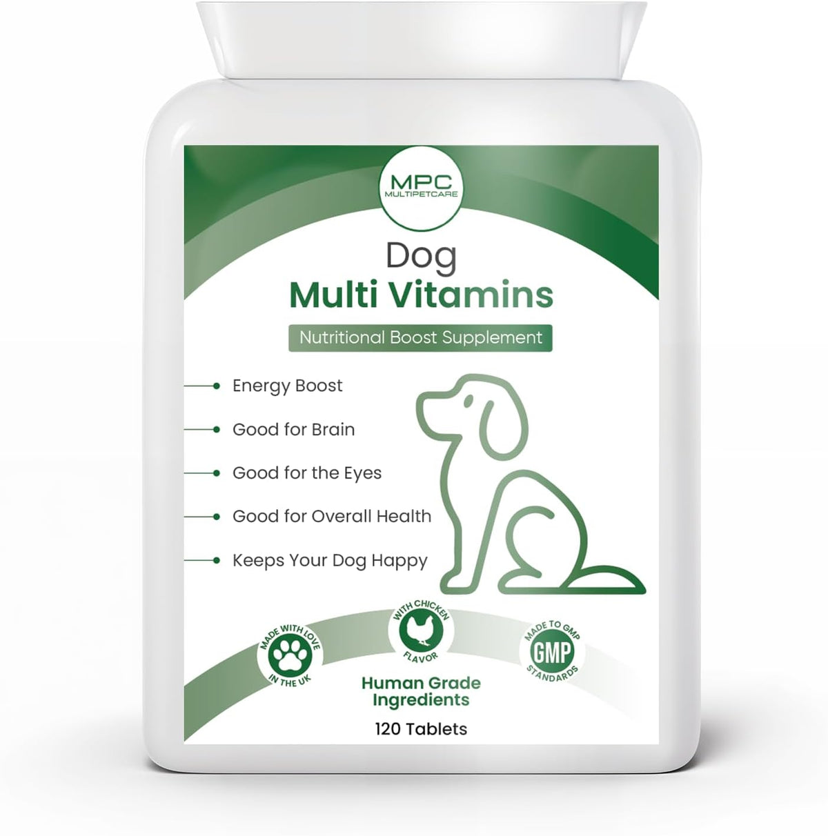 Dog Multivitamin 22-in-1 – Dog Vitamins and Supplements with Calcium, Zinc, Iron & Full B-Complex | Immune, Skin & Coat, Bone & Joint Support | Chicken Flavour Tablets | UK GMP | 120 Ct - görsel 1