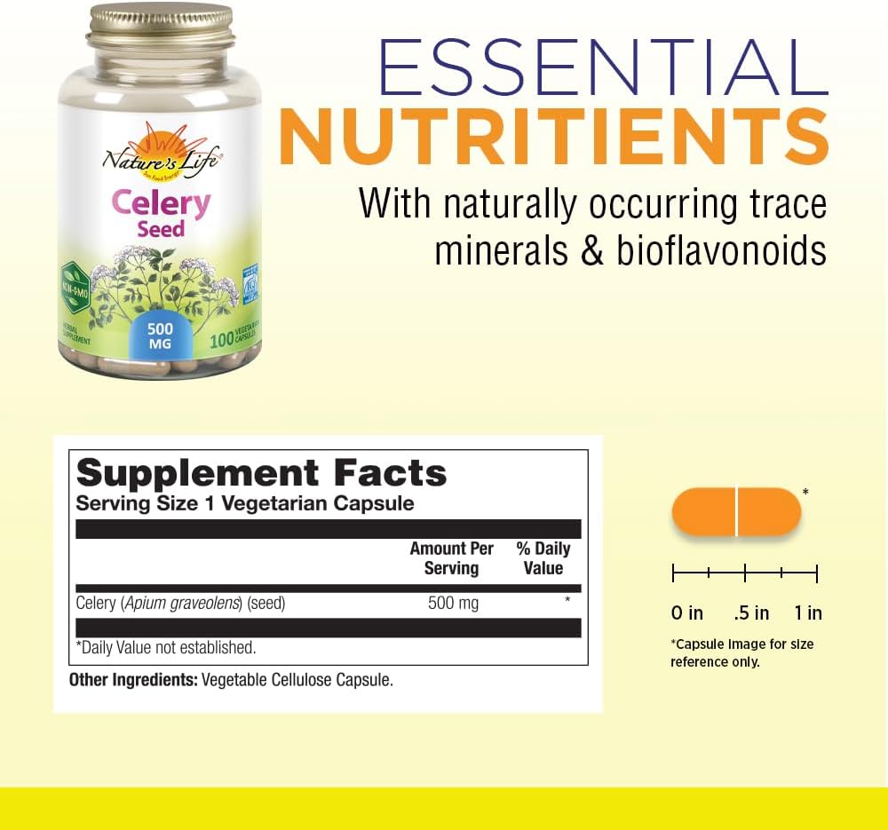 Nature's Life Celery Seed 500 mg Food Supplement (100 Capsules) - görsel 2