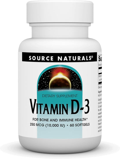 Source Naturals Vitamin D3 10,000 IU (250 mcg) – 60 Softgels