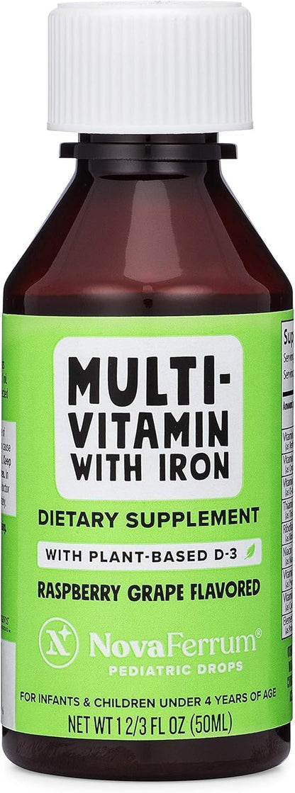 NovaFerrum Yum Multivitamin with Iron, 473 ml – Sugar Free, Gluten-free, Raspberry and Grape Flavour