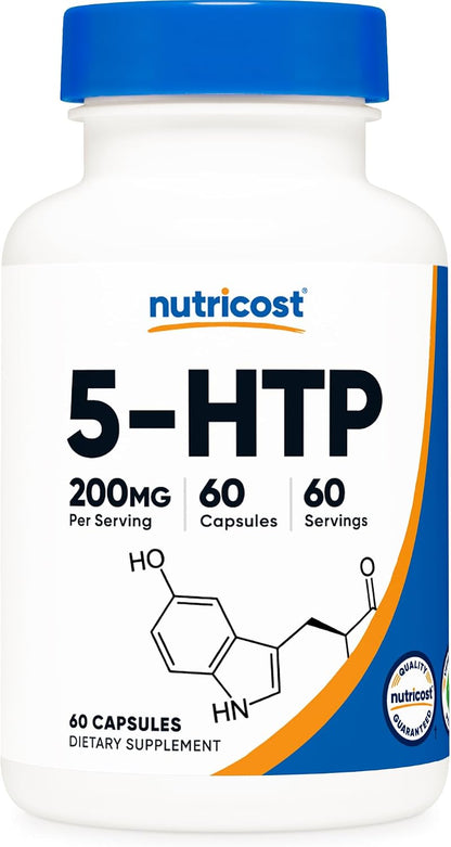 Nutricost 5-HTP 200mg, 60 Vegetarian Capsules – 5-Hydroxytryptophan Amino Acid Supplement