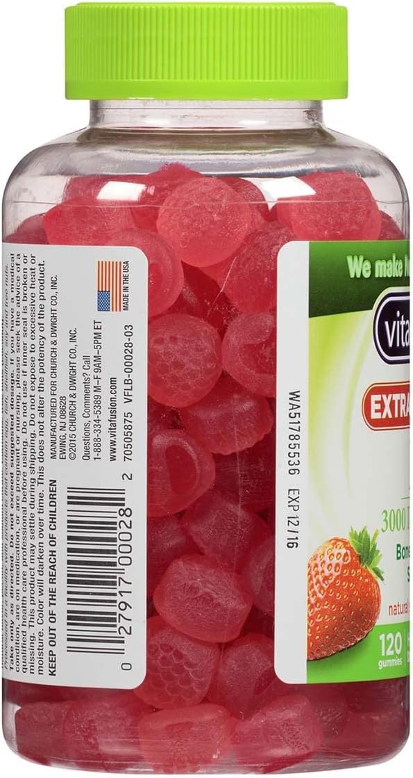 Vitafusion Extra Strength D3 Gummies, Natural Strawberry, 2-Pack (120 Gummies Total) - görsel 5